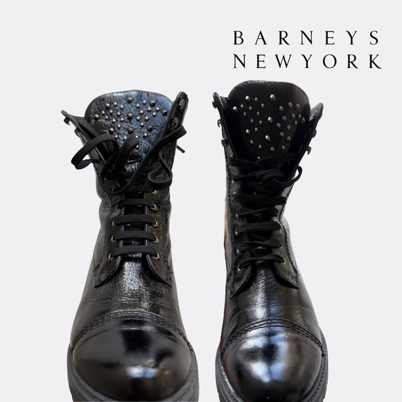 Barneys New York Black Leather Lace-Up Boots – Size 38 EU (US 7.5–8) – Clean - Picture 3 of 7